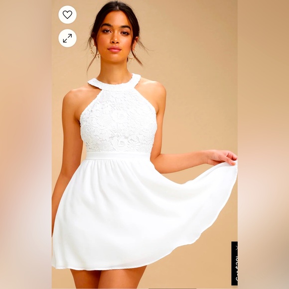 Lulus Dresses & Skirts - Lulu’s NWOT white lace top mini skater dress size XS